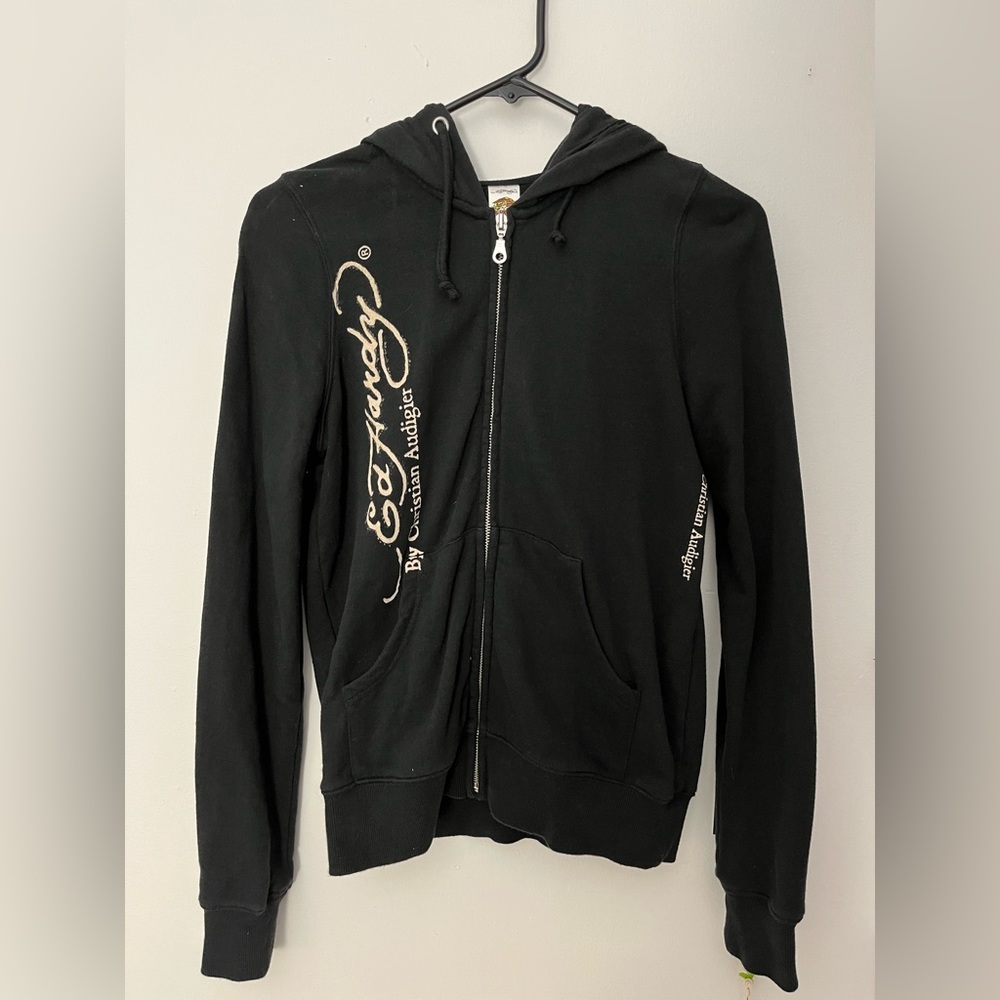 Ed Hardy Zip Up Hoodie Big Logo - Picture 2 of 8